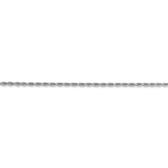 1.75mm 10k White Gold Solid Diamond Cut Rope Chain Bracelet, 7 Inch - Picture 2 of 6